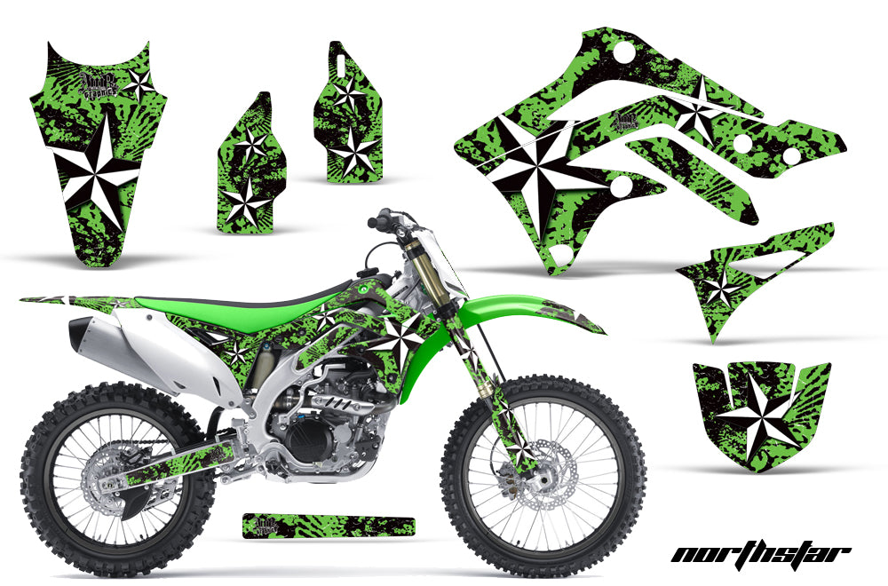 Dirt Bike Decal Graphic Kit Sticker Wrap For Kawasaki KXF450 2012-2015 NORTHSTAR GREEN-atv motorcycle utv parts accessories gear helmets jackets gloves pantsAll Terrain Depot