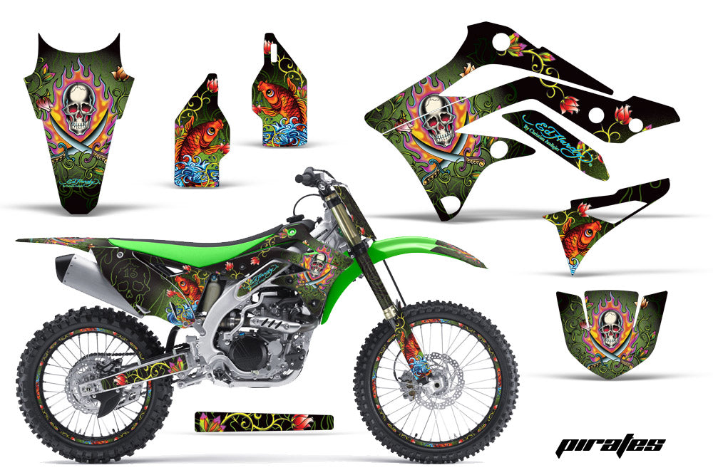 Graphics Kit Dedcal Sticker Wrap + # Plates For Kawasaki KXF450 2012-2015 EDHP GREEN-atv motorcycle utv parts accessories gear helmets jackets gloves pantsAll Terrain Depot