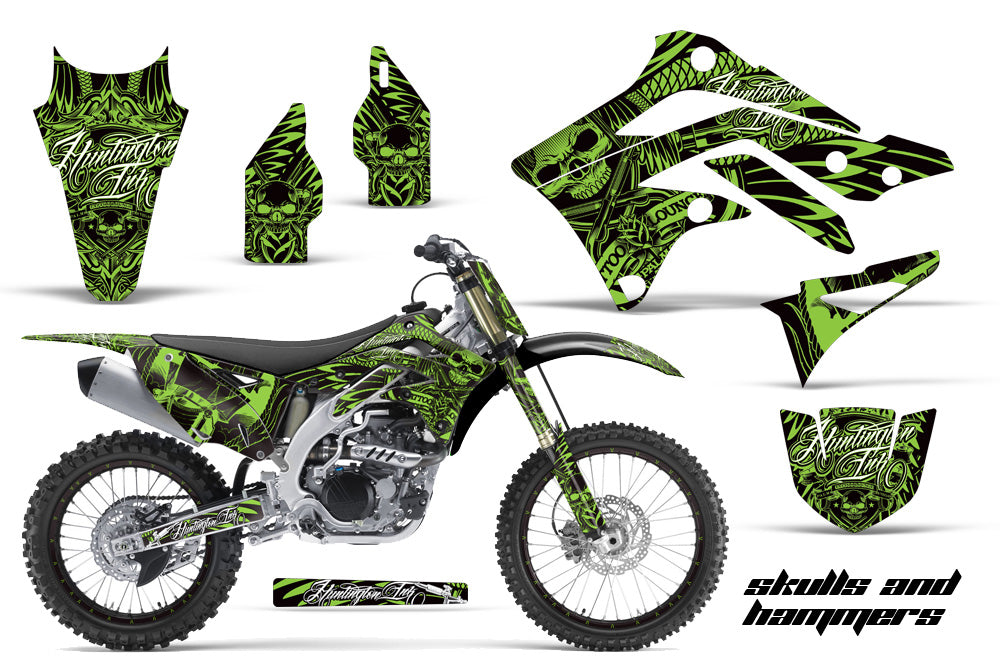Graphics Kit Dedcal Sticker Wrap + # Plates For Kawasaki KXF450 2012-2015 HISH GREEN-atv motorcycle utv parts accessories gear helmets jackets gloves pantsAll Terrain Depot