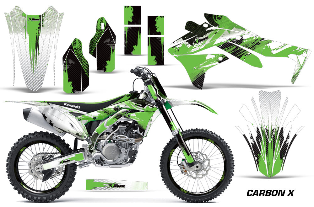 Graphics Kit Decal Sticker Wrap + # Plates For Kawasaki KXF450 2016-2018 CARBONX GREEN-atv motorcycle utv parts accessories gear helmets jackets gloves pantsAll Terrain Depot