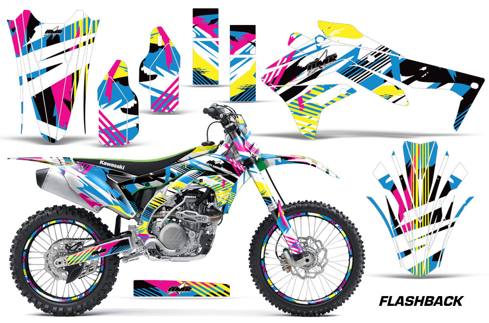 Graphics Kit Decal Sticker Wrap + # Plates For Kawasaki KXF450 2016-2018 FLASHBACK-atv motorcycle utv parts accessories gear helmets jackets gloves pantsAll Terrain Depot