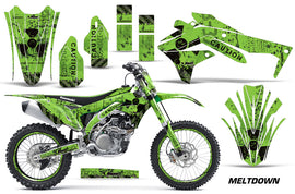Graphics Kit Decal Sticker Wrap + # Plates For Kawasaki KXF450 2016-2018 MELTDOWN BLACK GREEN-atv motorcycle utv parts accessories gear helmets jackets gloves pantsAll Terrain Depot