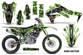 Graphics Kit Decal Sticker Wrap + # Plates For Kawasaki KXF450 2016-2018 HATTER GREEN BLACK-atv motorcycle utv parts accessories gear helmets jackets gloves pantsAll Terrain Depot