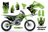Dirt Bike Graphics Kit Decal Sticker Wrap For Kawasaki KX250F 2009-2012 DIAMOND FLAMES BLACK GREEN