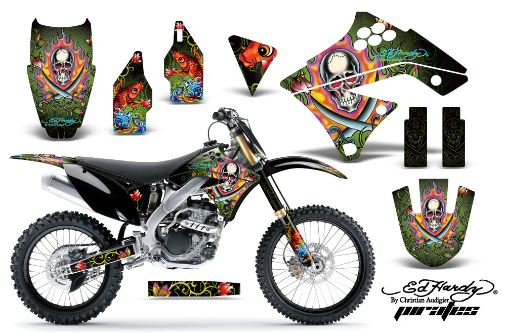 Dirt Bike Graphics Kit Decal Sticker Wrap For Kawasaki KX250F 2009-2012 EDHP GREEN-atv motorcycle utv parts accessories gear helmets jackets gloves pantsAll Terrain Depot