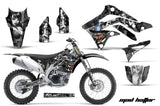 Dirt Bike Decal Graphic Kit Sticker Wrap For Kawasaki KXF450 2012-2015 HATTER SILVER BLACK