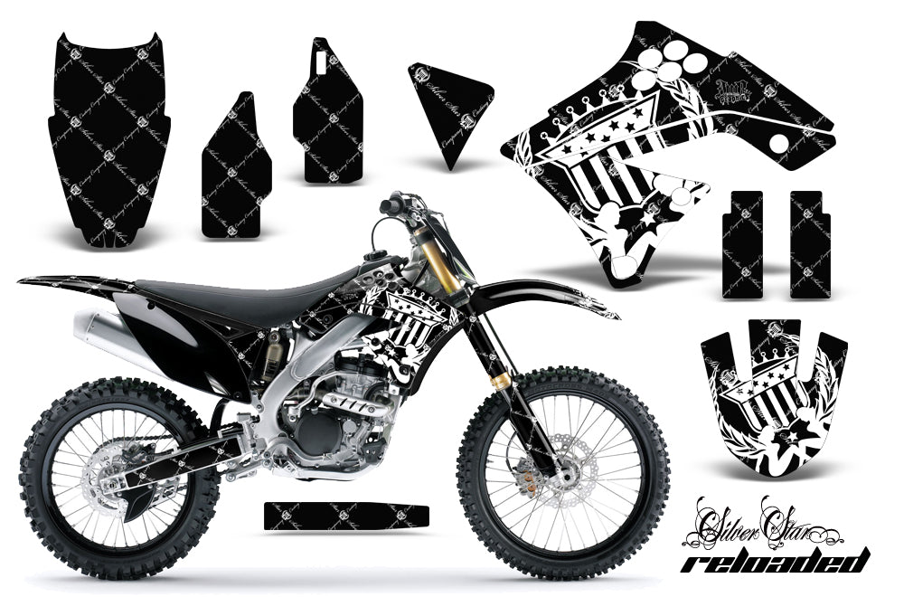 Dirt Bike Graphics Kit Decal Sticker Wrap For Kawasaki KX250F 2009-2012 RELOADED BLACK WHITE-atv motorcycle utv parts accessories gear helmets jackets gloves pantsAll Terrain Depot