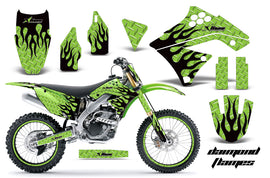 Graphics Kit Decal Sticker Wrap + # Plates For Kawasaki KX250F 2009-2012 DIAMOND FLAMES BLACK GREEN-atv motorcycle utv parts accessories gear helmets jackets gloves pantsAll Terrain Depot