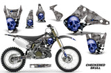 Dirt Bike Decal Graphics Kit Wrap For Kawasaki KX125 KX250 2003-2016 CHECKERED BLUE SILVER