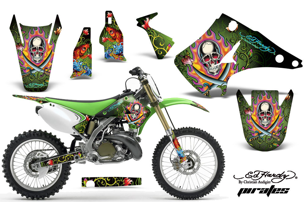 Dirt Bike Decal Graphics Kit Wrap For Kawasaki KX125 KX250 2003-2016 EDHP GREEN-atv motorcycle utv parts accessories gear helmets jackets gloves pantsAll Terrain Depot