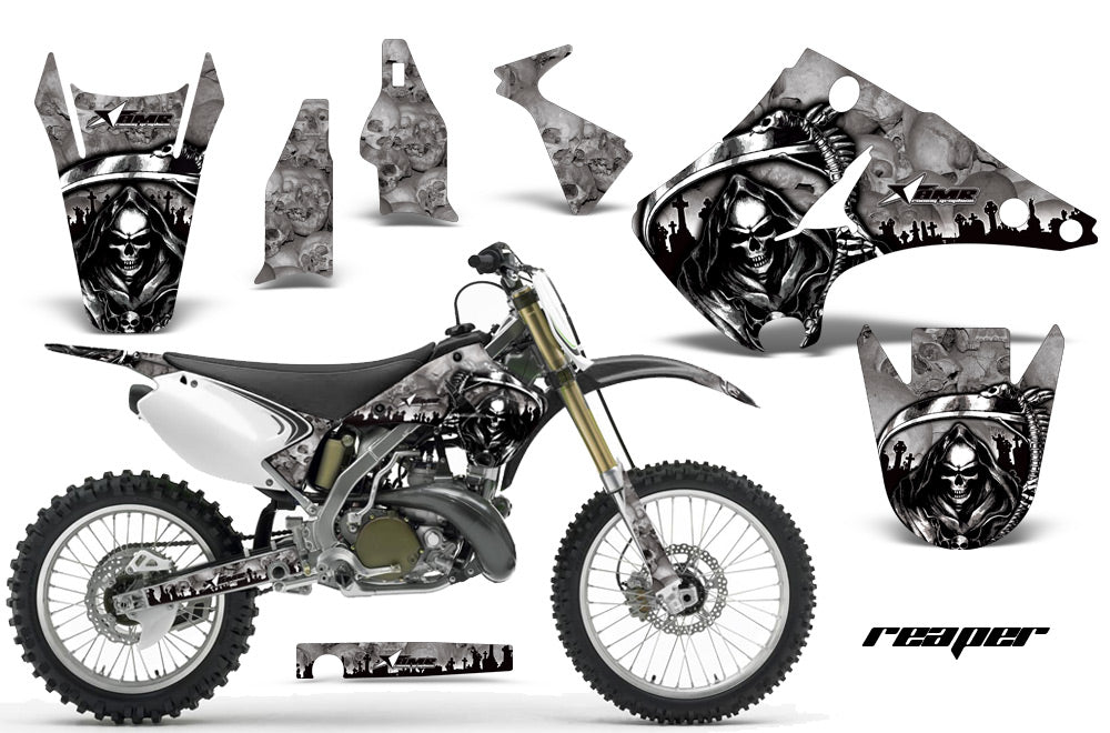 Dirt Bike Decal Graphics Kit Wrap For Kawasaki KX125 KX250 2003-2016 REAPER GREY-atv motorcycle utv parts accessories gear helmets jackets gloves pantsAll Terrain Depot