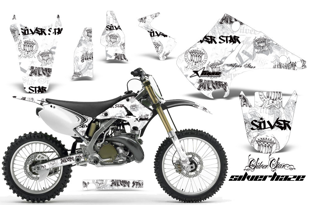 Dirt Bike Decal Graphics Kit Wrap For Kawasaki KX125 KX250 2003-2016 SSSH BLACK WHITE-atv motorcycle utv parts accessories gear helmets jackets gloves pantsAll Terrain Depot