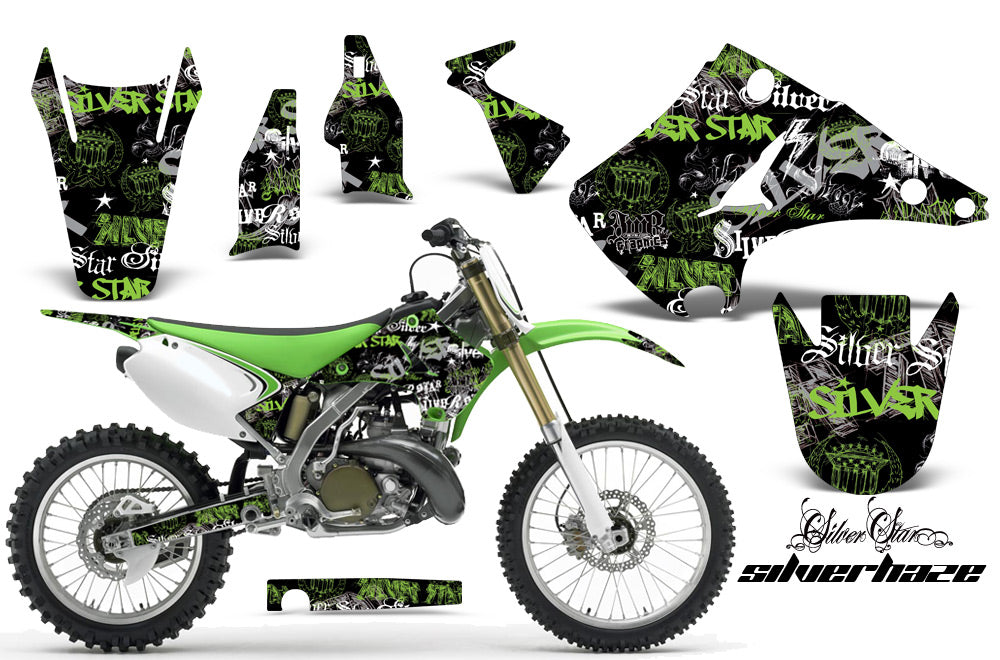 Dirt Bike Decal Graphics Kit Wrap For Kawasaki KX125 KX250 2003-2016 SSSH GREEN BLACK-atv motorcycle utv parts accessories gear helmets jackets gloves pantsAll Terrain Depot