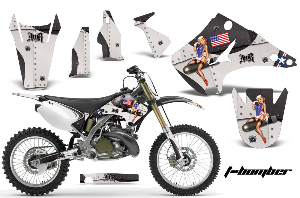 Dirt Bike Decal Graphics Kit Wrap For Kawasaki KX125 KX250 2003-2016 TBOMBER BLACK-atv motorcycle utv parts accessories gear helmets jackets gloves pantsAll Terrain Depot