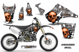 Graphics Kit Decal Sticker Wrap + # Plates For Kawasaki KX125 KX250 2003-2016 CHECKERED ORANGE SILVER-atv motorcycle utv parts accessories gear helmets jackets gloves pantsAll Terrain Depot