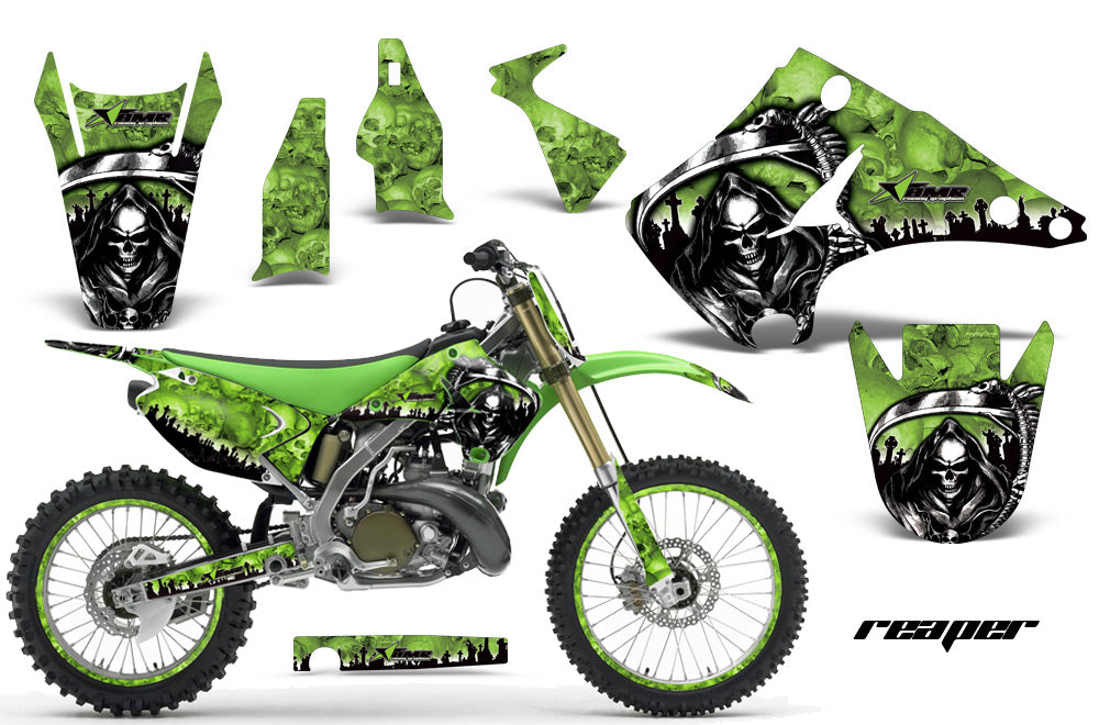 Graphics Kit Decal Sticker Wrap + # Plates For Kawasaki KX125 KX250 2003-2016 REAPER GREEN-atv motorcycle utv parts accessories gear helmets jackets gloves pantsAll Terrain Depot