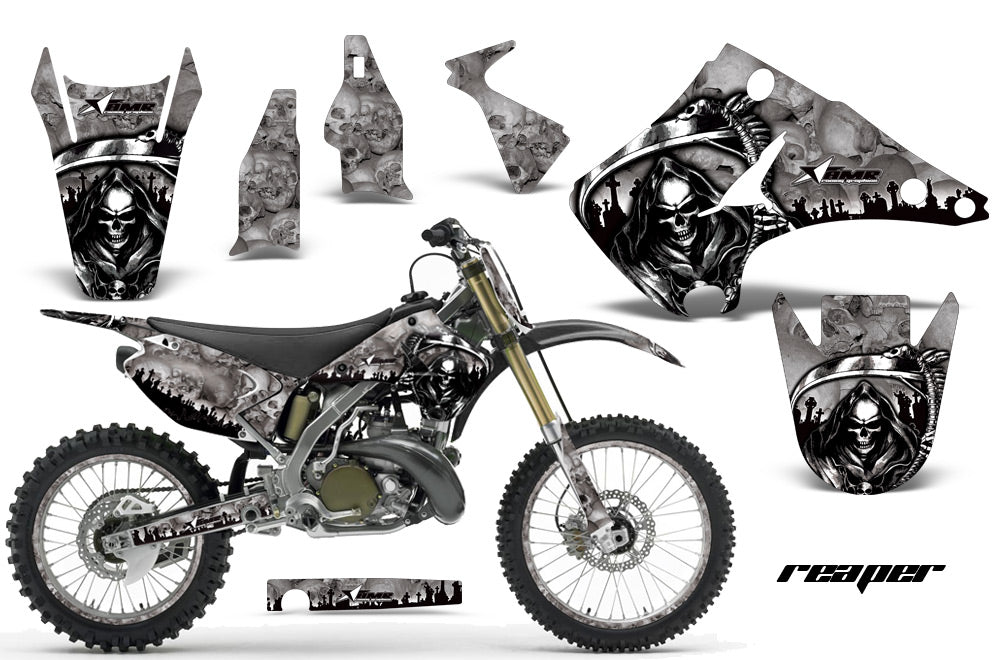 Graphics Kit Decal Sticker Wrap + # Plates For Kawasaki KX125 KX250 2003-2016 REAPER GREY-atv motorcycle utv parts accessories gear helmets jackets gloves pantsAll Terrain Depot