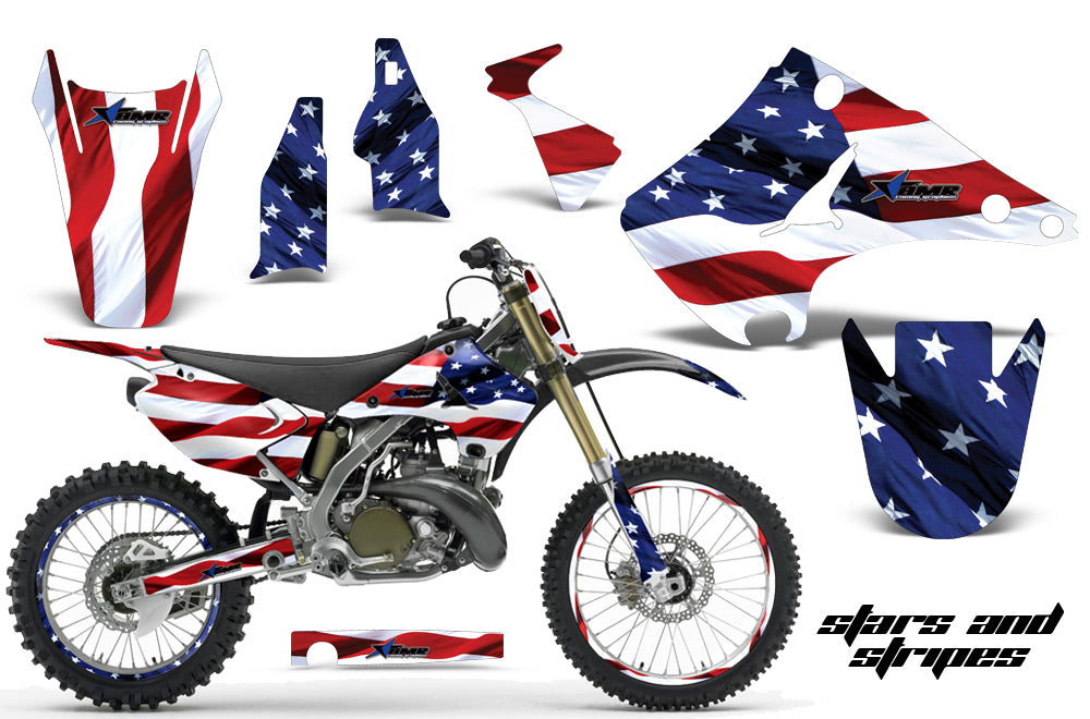 Graphics Kit Decal Sticker Wrap + # Plates For Kawasaki KX125 KX250 2003-2016 USA FLAG-atv motorcycle utv parts accessories gear helmets jackets gloves pantsAll Terrain Depot