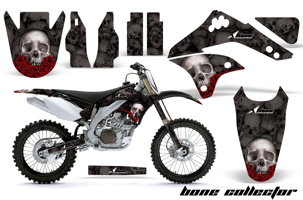 Dirt Bike Decal Graphic Kit Sticker Wrap For Kawasaki KXF450 2006-2008 BONES BLACK-atv motorcycle utv parts accessories gear helmets jackets gloves pantsAll Terrain Depot