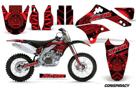 Dirt Bike Decal Graphic Kit Sticker Wrap For Kawasaki KXF450 2006-2008 CONSPIRACY RED-atv motorcycle utv parts accessories gear helmets jackets gloves pantsAll Terrain Depot