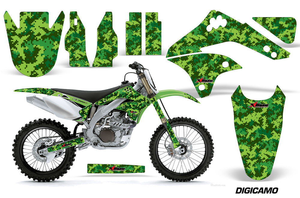 Dirt Bike Decal Graphic Kit Sticker Wrap For Kawasaki KXF450 2006-2008 DIGICAMO GREEN-atv motorcycle utv parts accessories gear helmets jackets gloves pantsAll Terrain Depot