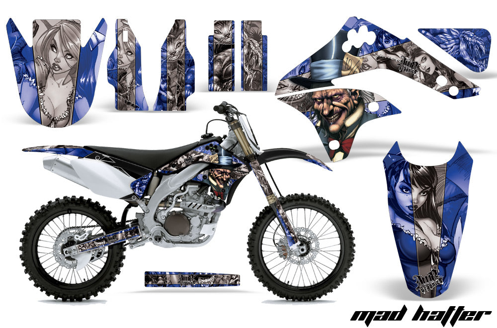 Dirt Bike Decal Graphic Kit Sticker Wrap For Kawasaki KXF450 2006-2008 HATTER SILVER BLUE-atv motorcycle utv parts accessories gear helmets jackets gloves pantsAll Terrain Depot