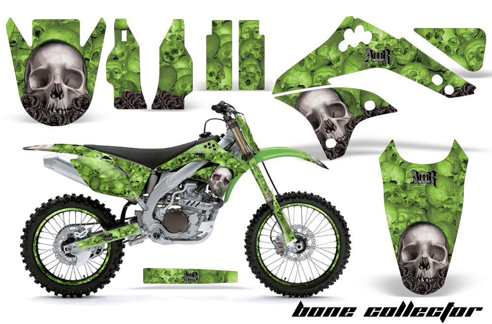 Graphics Kit Decal Sticker Wrap + # Plates For Kawasaki KXF450 2006-2008 BONES GREEN-atv motorcycle utv parts accessories gear helmets jackets gloves pantsAll Terrain Depot