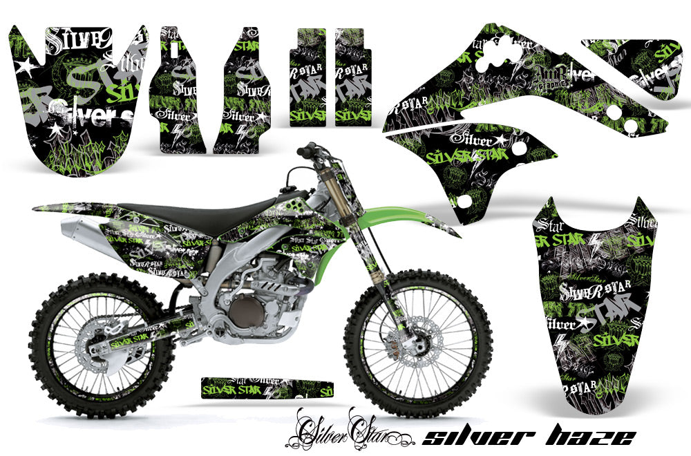 Graphics Kit Decal Sticker Wrap + # Plates For Kawasaki KXF450 2006-2008 SSSH GREEN BLACK-atv motorcycle utv parts accessories gear helmets jackets gloves pantsAll Terrain Depot