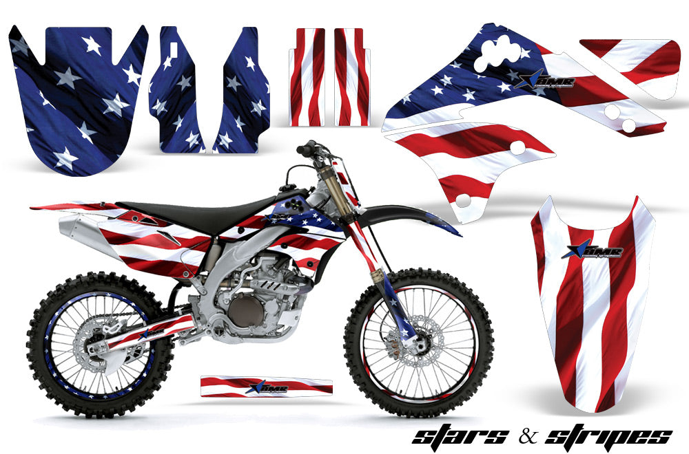 Graphics Kit Decal Sticker Wrap + # Plates For Kawasaki KXF450 2006-2008 USA FLAG-atv motorcycle utv parts accessories gear helmets jackets gloves pantsAll Terrain Depot