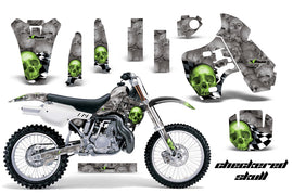Dirt Bike Graphics Kit Decal Sticker Wrap For Kawasaki KX500 1988-2004 CHECKERED GREEN-atv motorcycle utv parts accessories gear helmets jackets gloves pantsAll Terrain Depot