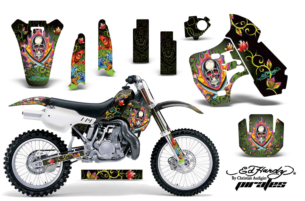 Dirt Bike Graphics Kit Decal Sticker Wrap For Kawasaki KX500 1988-2004 EDHP GREEN-atv motorcycle utv parts accessories gear helmets jackets gloves pantsAll Terrain Depot