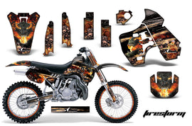 Graphics Kit Decal Sticker Wrap + # Plates For Kawasaki KX500 1988-2004 FIRESTORM BLACK-atv motorcycle utv parts accessories gear helmets jackets gloves pantsAll Terrain Depot