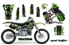 Graphics Kit Decal Sticker Wrap + # Plates For Kawasaki KX500 1988-2004 HATTER BLACK GREEN-atv motorcycle utv parts accessories gear helmets jackets gloves pantsAll Terrain Depot