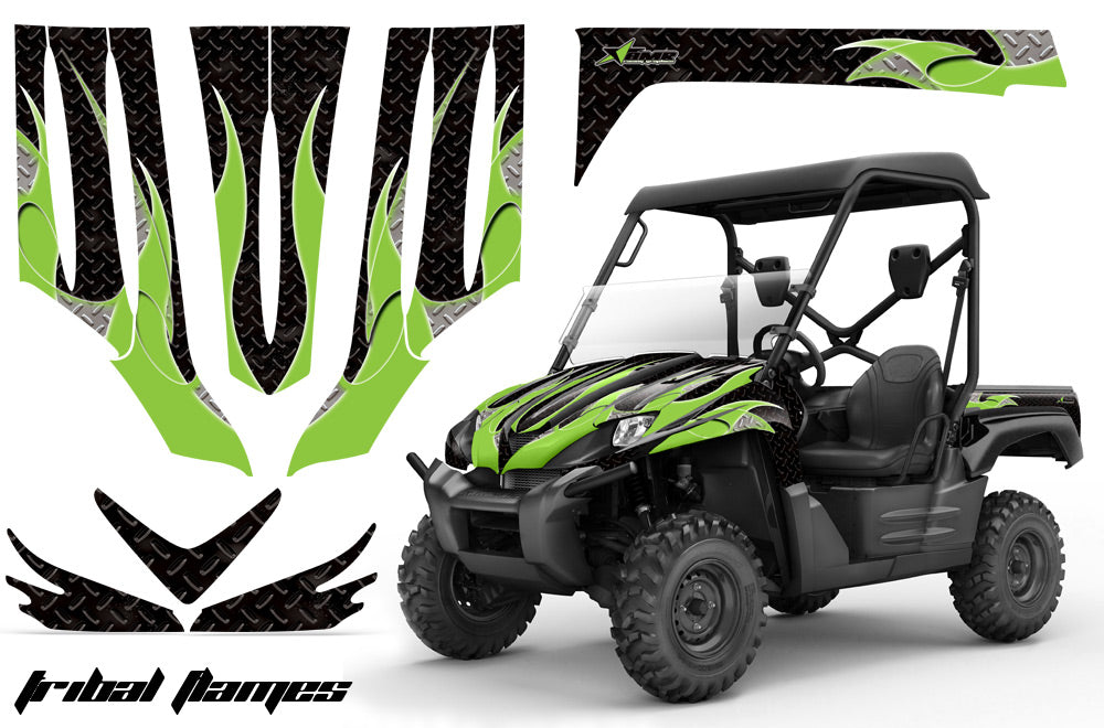 UTV Graphics Kit Decal Sticker Wrap For Kawasaki Teryx 750 2007-2009 TRIBAL GREEN BLACK-atv motorcycle utv parts accessories gear helmets jackets gloves pantsAll Terrain Depot