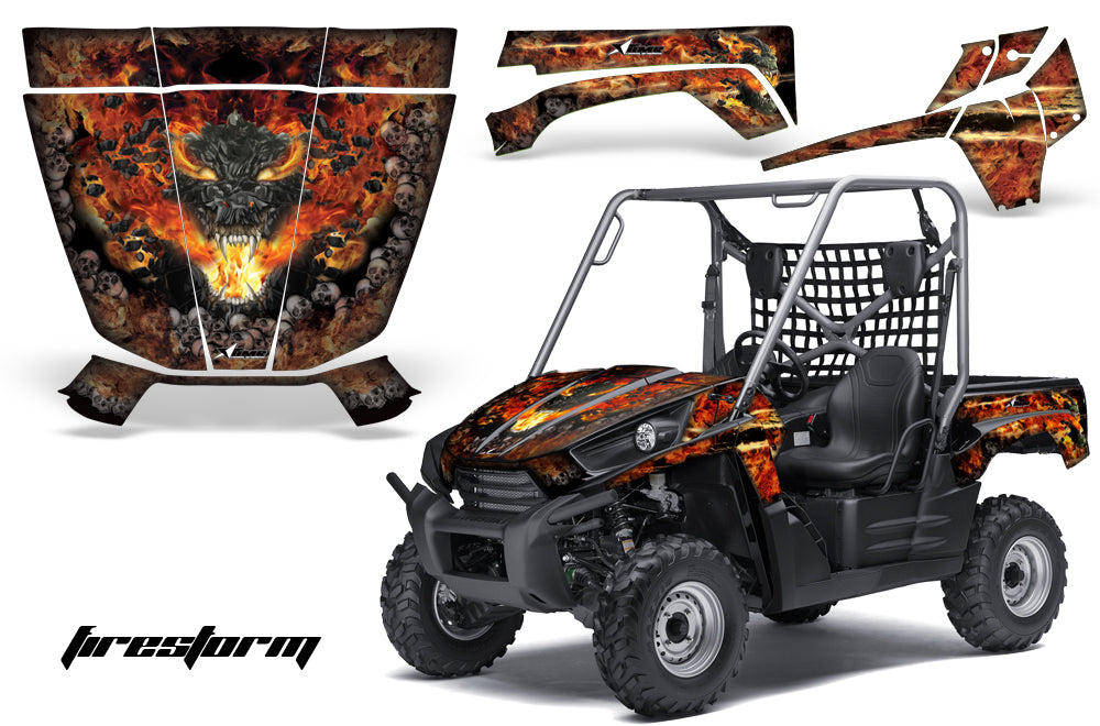 UTV Graphics Kit Decal Sticker Wrap For Kawasaki Teryx 750 2010-2012 FIRESTORM BLACK-atv motorcycle utv parts accessories gear helmets jackets gloves pantsAll Terrain Depot