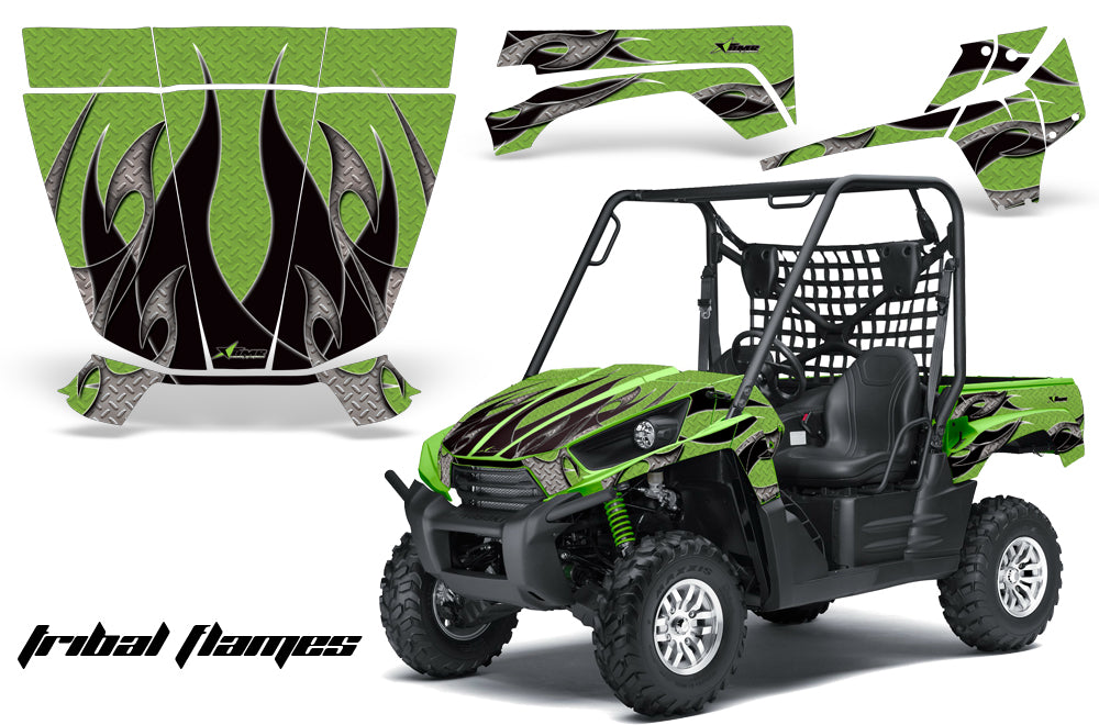 UTV Graphics Kit Decal Sticker Wrap For Kawasaki Teryx 750 2010-2012 TRIBAL BLACK GREEN-atv motorcycle utv parts accessories gear helmets jackets gloves pantsAll Terrain Depot