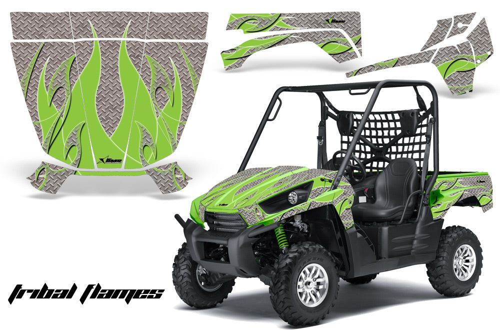 UTV Graphics Kit Decal Sticker Wrap For Kawasaki Teryx 750 2010-2012 TRIBAL GREEN SILVER-atv motorcycle utv parts accessories gear helmets jackets gloves pantsAll Terrain Depot