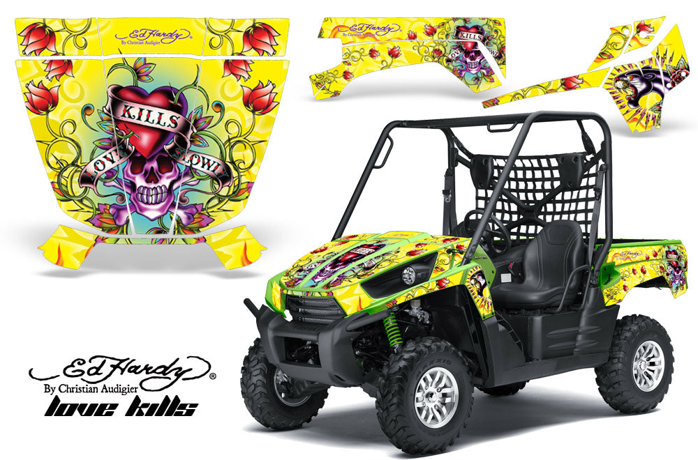 UTV Graphics Kit Decal Sticker Wrap For Kawasaki Teryx 750 2010-2012 EDHLK YELLOW-atv motorcycle utv parts accessories gear helmets jackets gloves pantsAll Terrain Depot