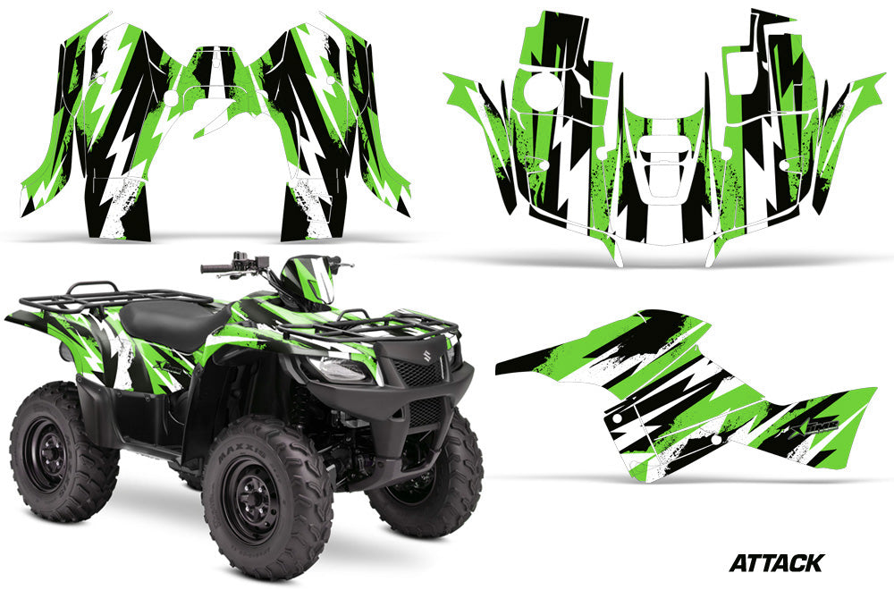 ATV Graphics Kit Decal Sticker Wrap For Suzuki Quad 500 AXi 2013-2015 ATTACK GREEN-atv motorcycle utv parts accessories gear helmets jackets gloves pantsAll Terrain Depot