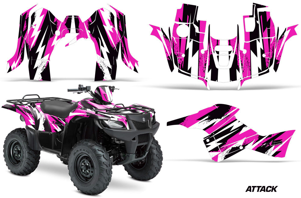 ATV Graphics Kit Decal Sticker Wrap For Suzuki Quad 500 AXi 2013-2015 ATTACK PINK-atv motorcycle utv parts accessories gear helmets jackets gloves pantsAll Terrain Depot