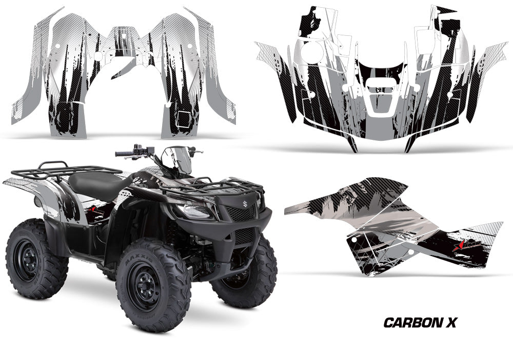 ATV Graphics Kit Decal Sticker Wrap For Suzuki Quad 500 AXi 2013-2015 CARBONX SILVER-atv motorcycle utv parts accessories gear helmets jackets gloves pantsAll Terrain Depot