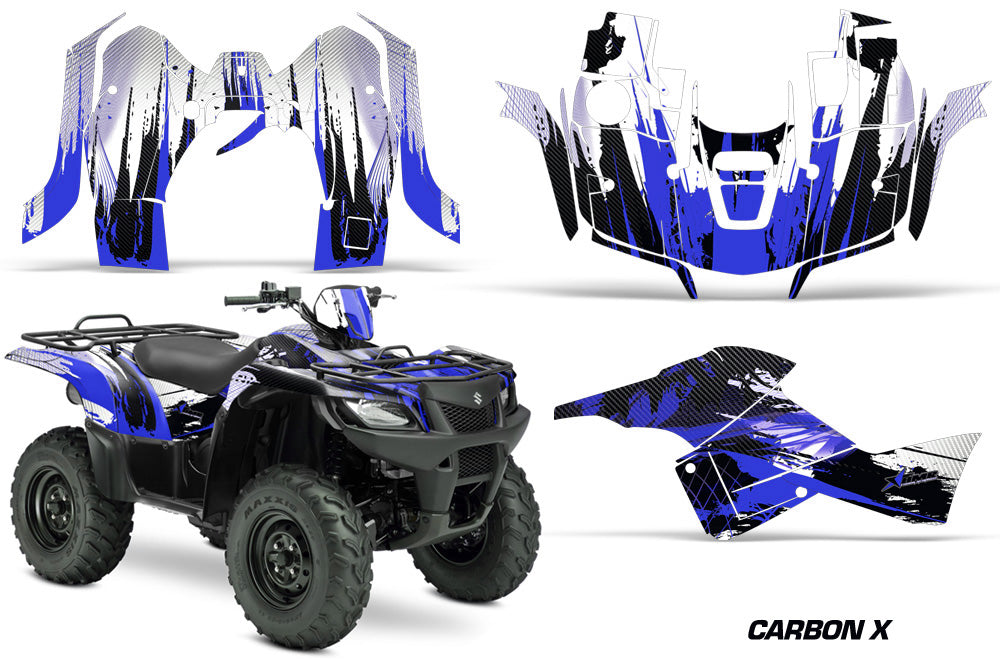 ATV Graphics Kit Decal Sticker Wrap For Suzuki Quad 500 AXi 2013-2015 CARBONX BLUE-atv motorcycle utv parts accessories gear helmets jackets gloves pantsAll Terrain Depot