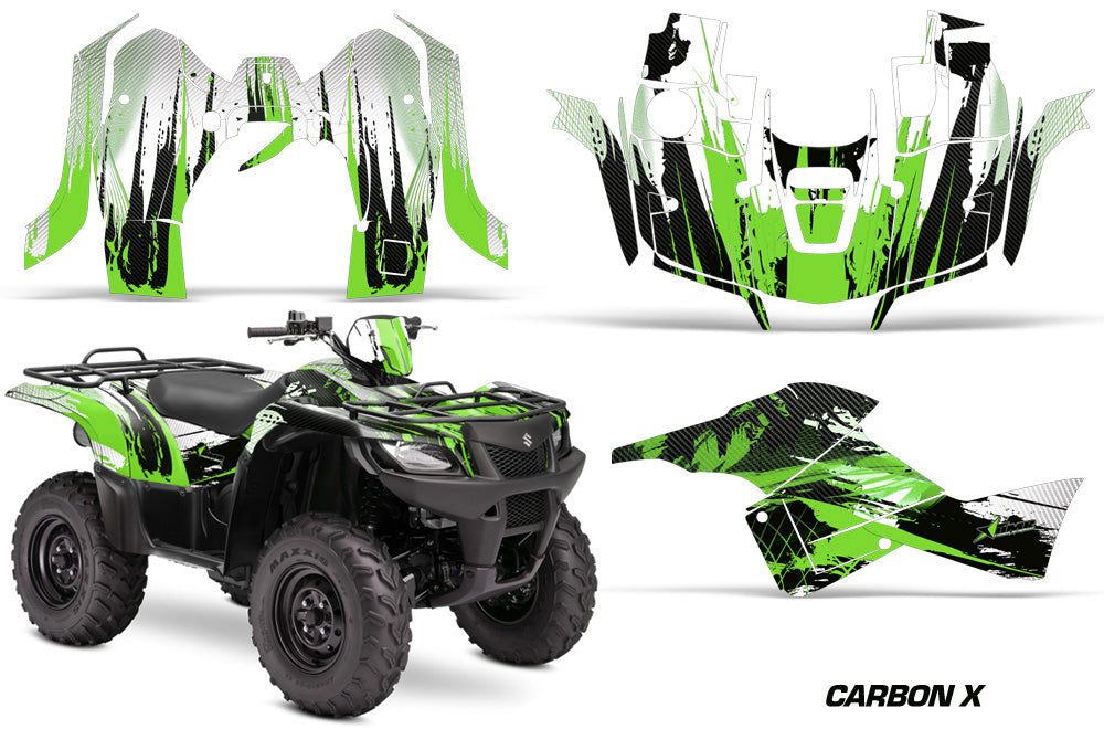 ATV Graphics Kit Decal Sticker Wrap For Suzuki Quad 500 AXi 2013-2015 CARBONX GREEN-atv motorcycle utv parts accessories gear helmets jackets gloves pantsAll Terrain Depot
