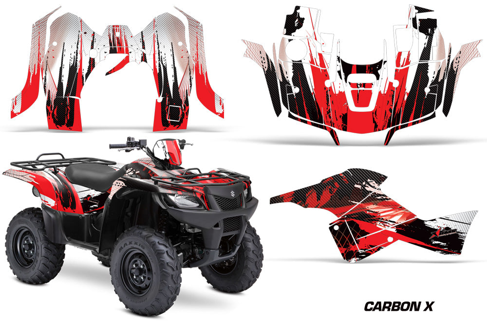 ATV Graphics Kit Decal Sticker Wrap For Suzuki Quad 500 AXi 2013-2015 CARBONX RED-atv motorcycle utv parts accessories gear helmets jackets gloves pantsAll Terrain Depot
