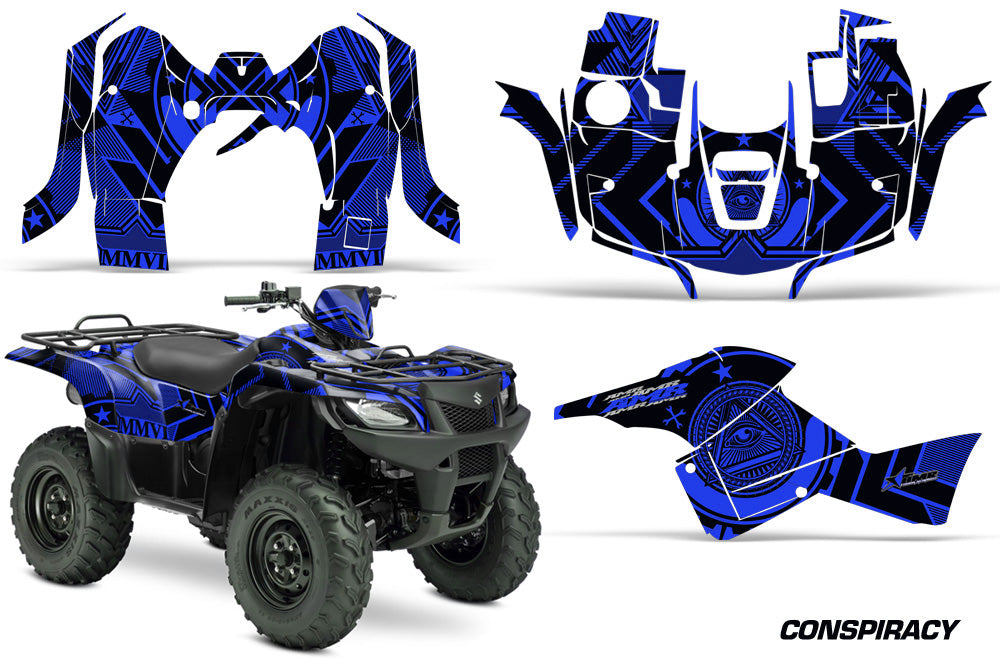 ATV Graphics Kit Decal Sticker Wrap For Suzuki Quad 500 AXi 2013-2015 CONSPIRACY BLUE-atv motorcycle utv parts accessories gear helmets jackets gloves pantsAll Terrain Depot