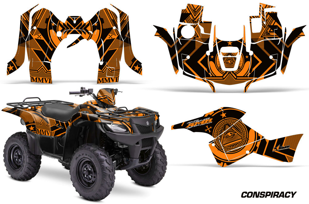 ATV Graphics Kit Decal Sticker Wrap For Suzuki Quad 500 AXi 2013-2015 CONSPIRACY ORANGE-atv motorcycle utv parts accessories gear helmets jackets gloves pantsAll Terrain Depot