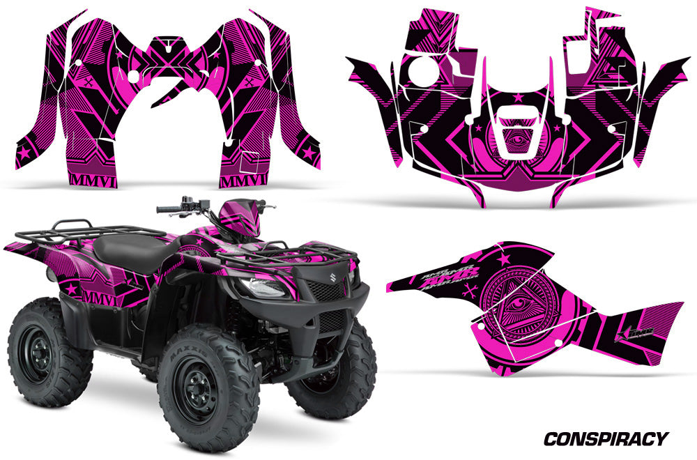 ATV Graphics Kit Decal Sticker Wrap For Suzuki Quad 500 AXi 2013-2015 CONSPIRACY PINK-atv motorcycle utv parts accessories gear helmets jackets gloves pantsAll Terrain Depot