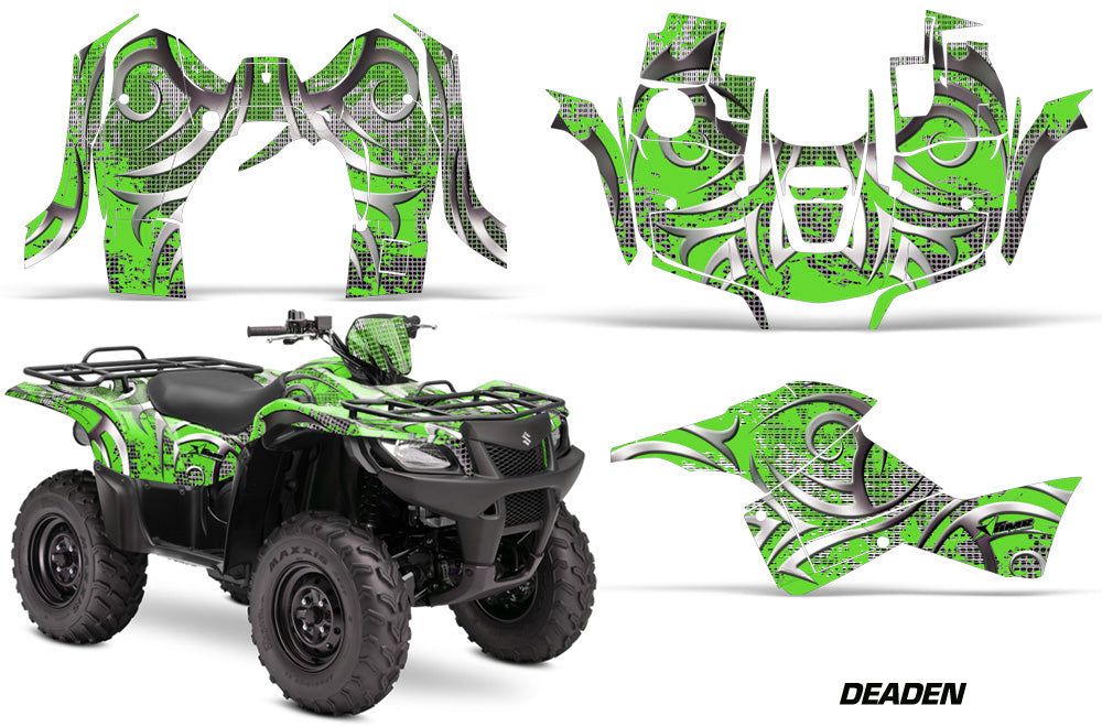 ATV Graphics Kit Decal Sticker Wrap For Suzuki Quad 500 AXi 2013-2015 DEADEN GREEN-atv motorcycle utv parts accessories gear helmets jackets gloves pantsAll Terrain Depot