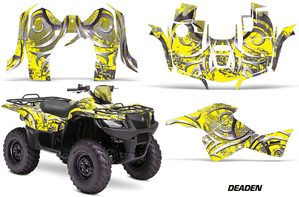 ATV Graphics Kit Decal Sticker Wrap For Suzuki Quad 500 AXi 2013-2015 DEADEN YELLOW-atv motorcycle utv parts accessories gear helmets jackets gloves pantsAll Terrain Depot