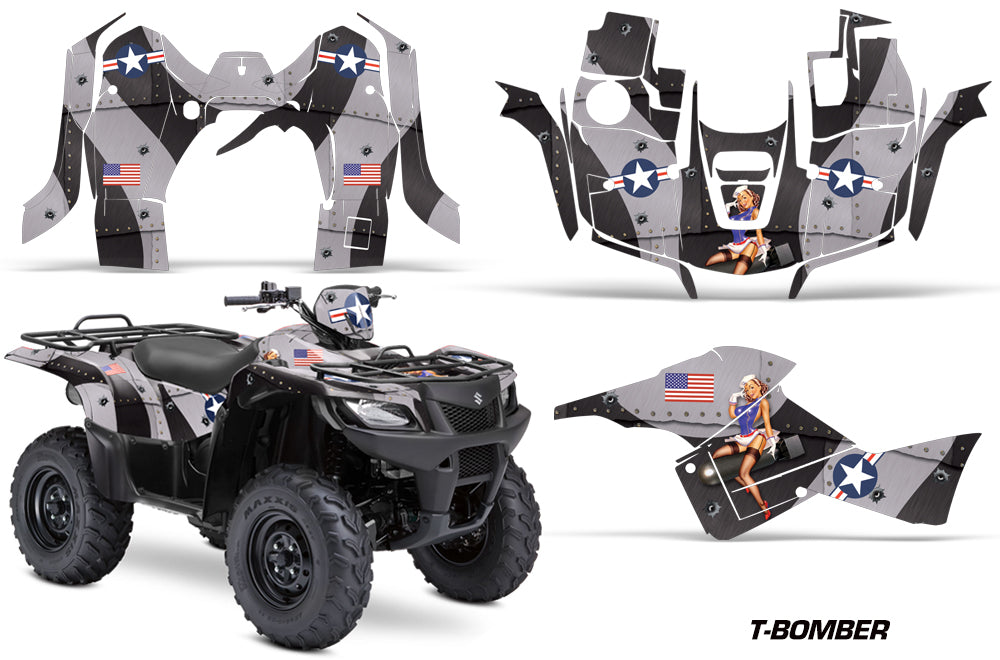 ATV Graphics Kit Decal Sticker Wrap For Suzuki Quad 500 AXi 2013-2015 TBOMBER BLACK-atv motorcycle utv parts accessories gear helmets jackets gloves pantsAll Terrain Depot